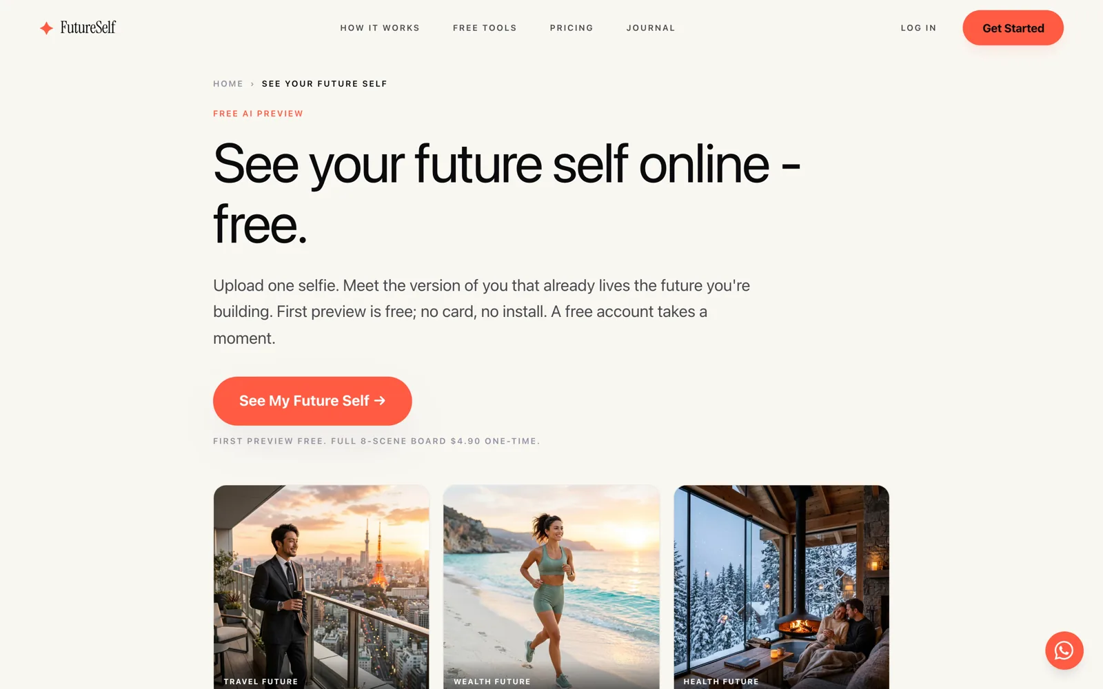 FutureSelf AI. Your face in the scene