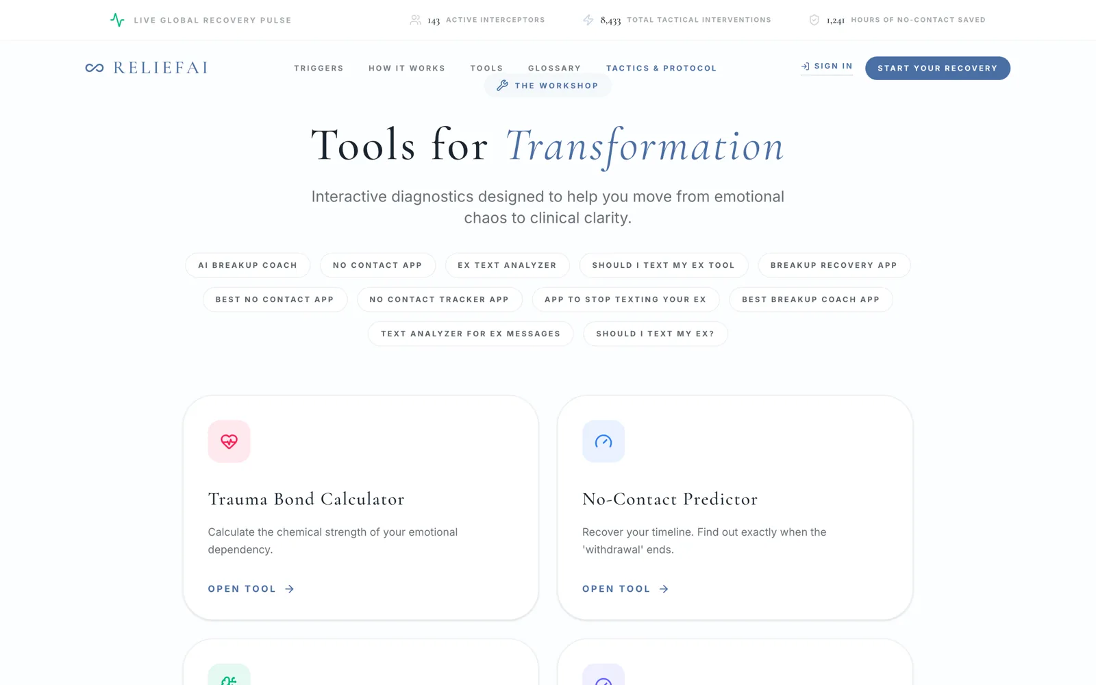 ReliefAI. The full tool set